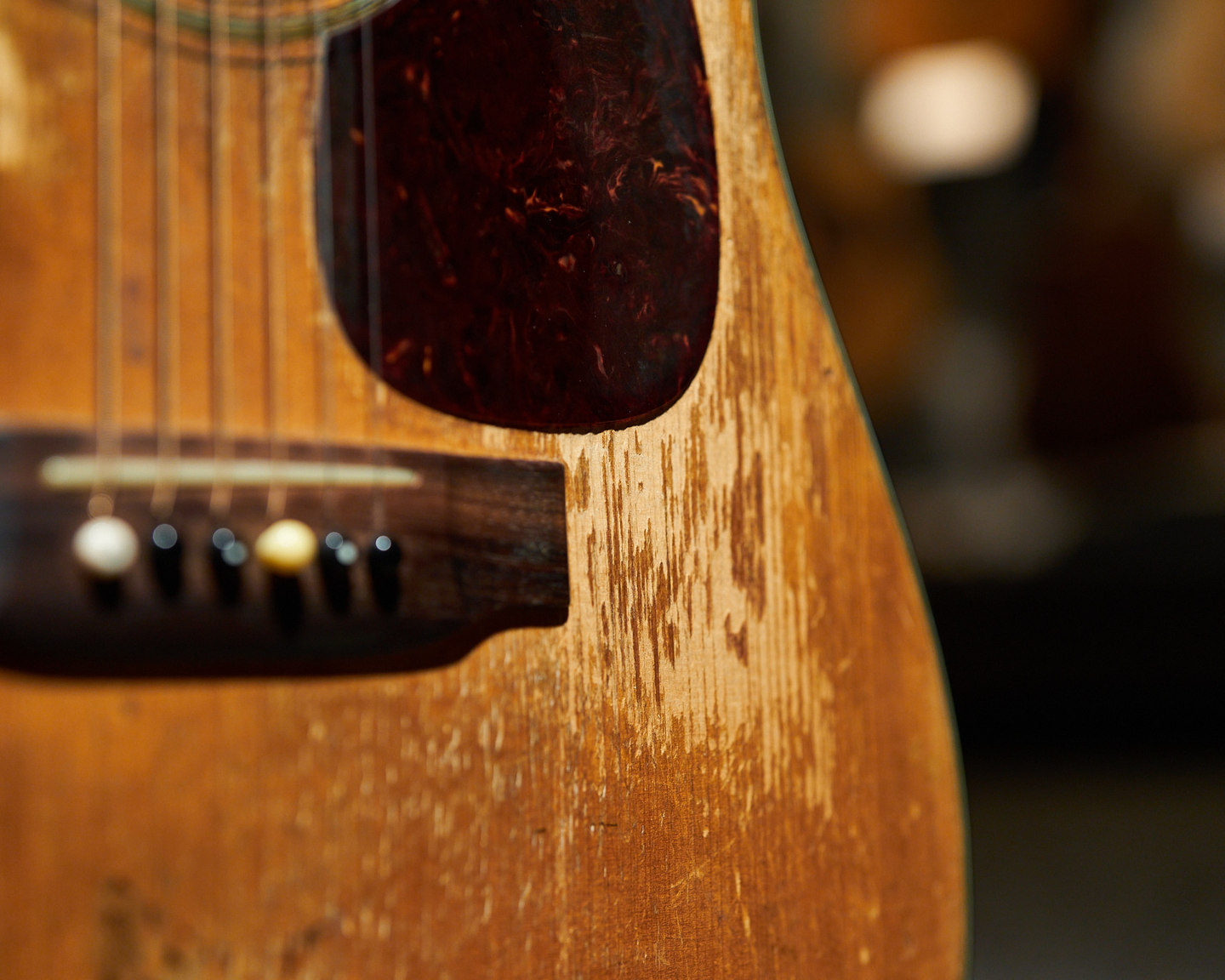 Closeup of bridge and pickguard